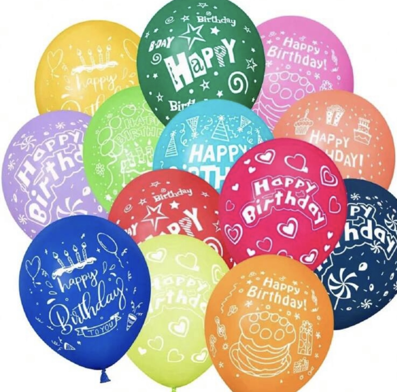 Happy Birthday, 12 Inch, latex Balloons (assorted- 6 pack)